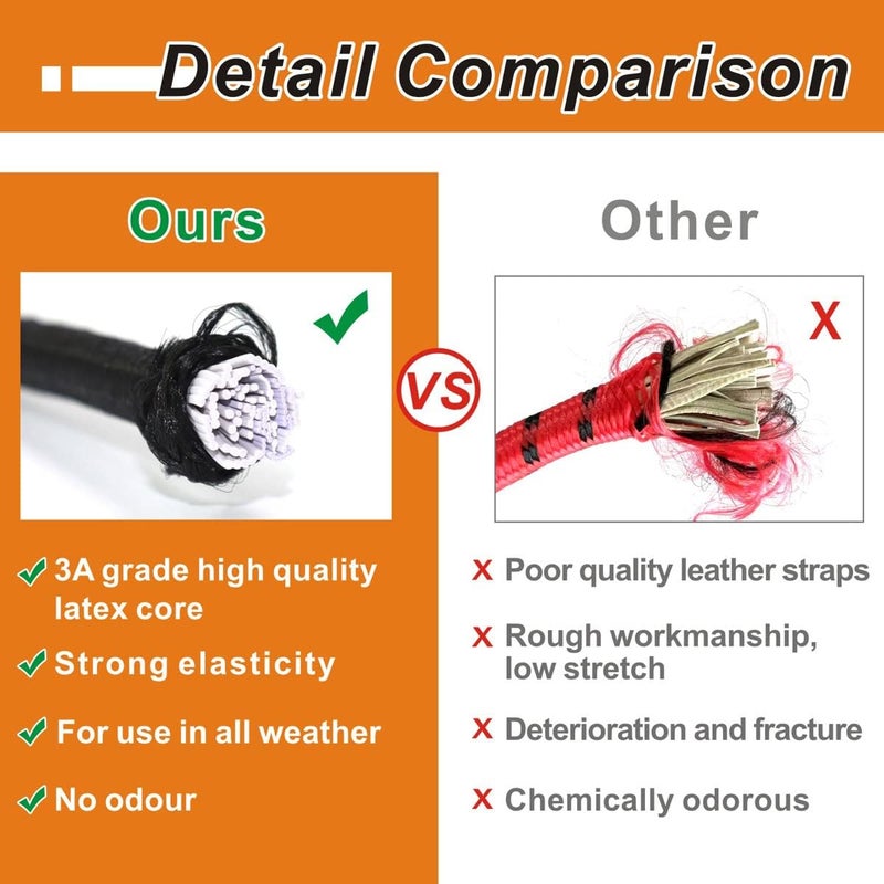 BEXSLE Bungee Cords with Hooks, Heavy Duty Outdoor Elastic Bungee Straps，No Odour Industrial Grade Bungee Rope for Securing Tarps, Luggage,Tents, Bikes or Garden Tidying 24in6pcs + 48in2pcs (Black) - Image 4